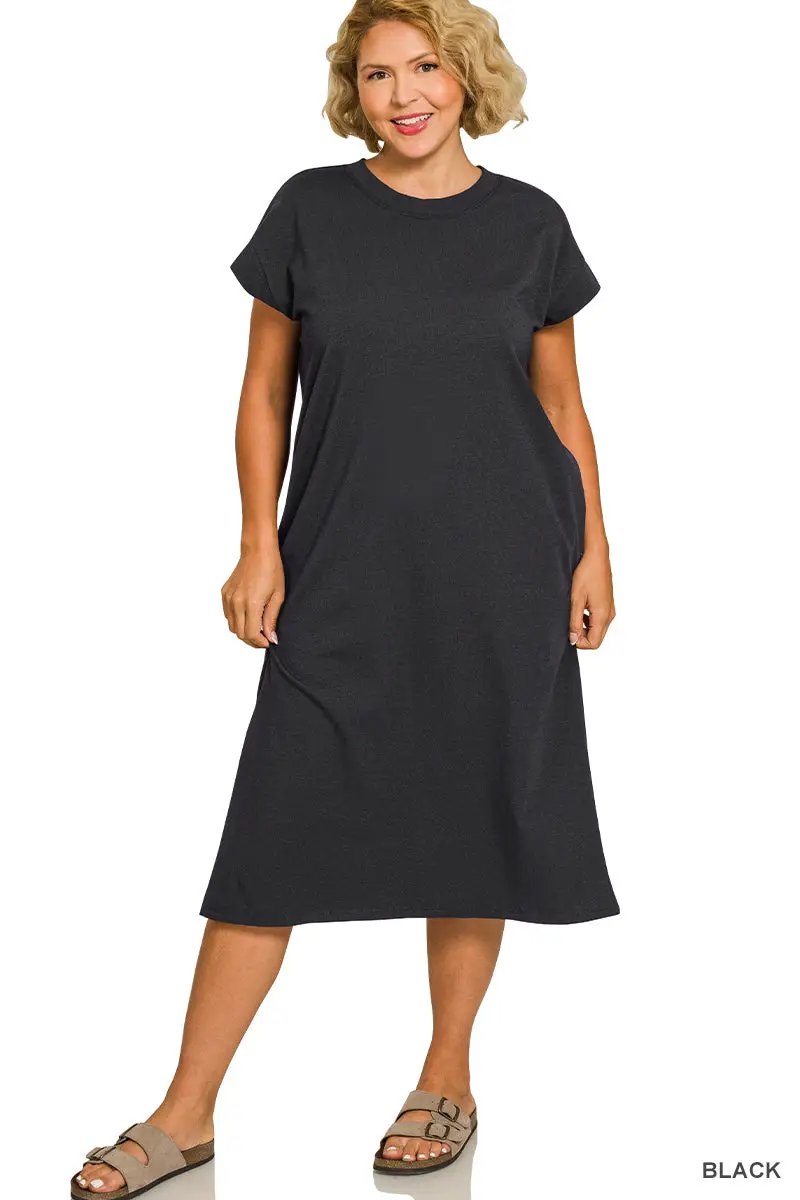 Zenana The Zenana Everyday Effortless Plus Size Midi Dress - Dresses