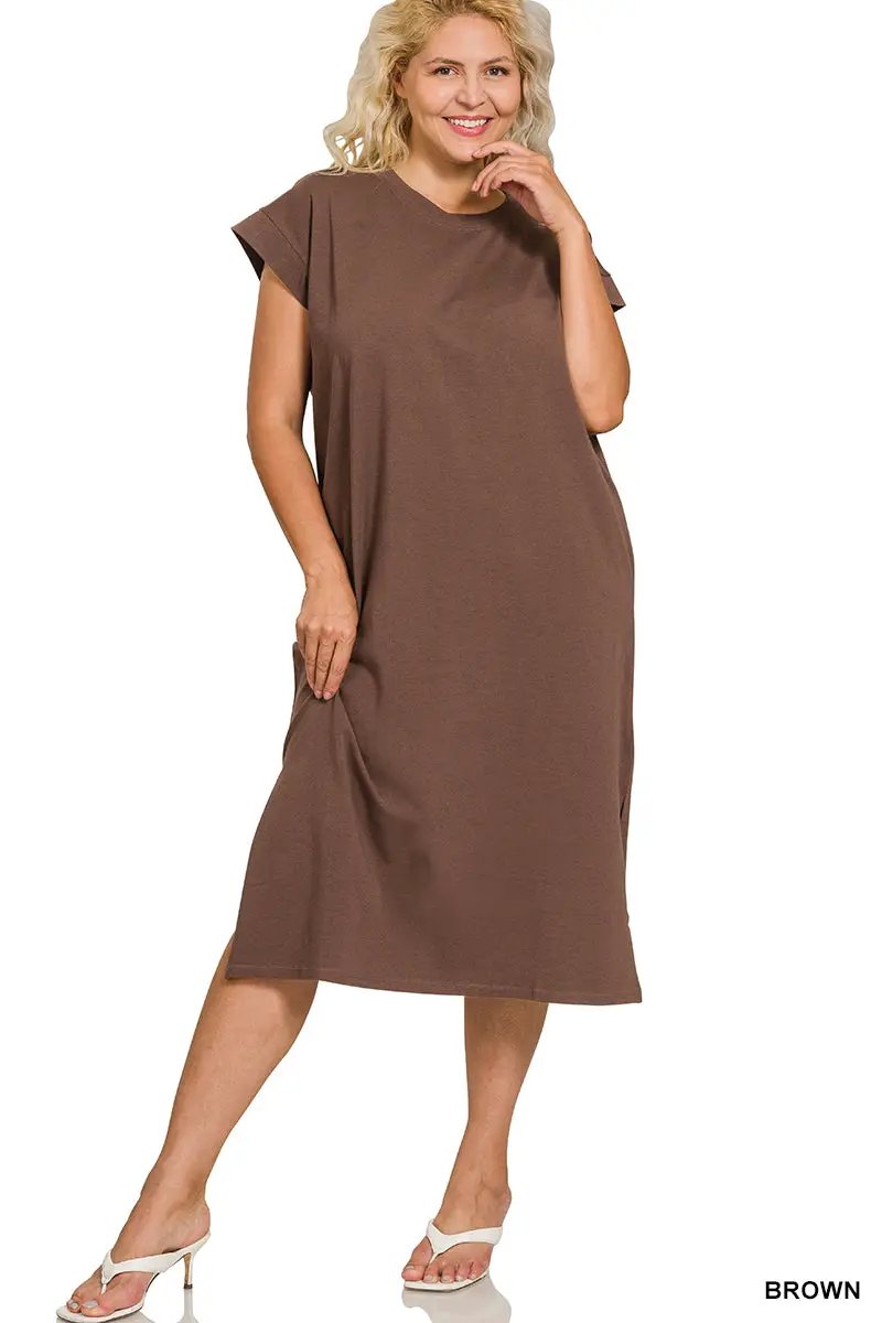Zenana The Zenana Everyday Effortless Plus Size Midi Dress - Dresses