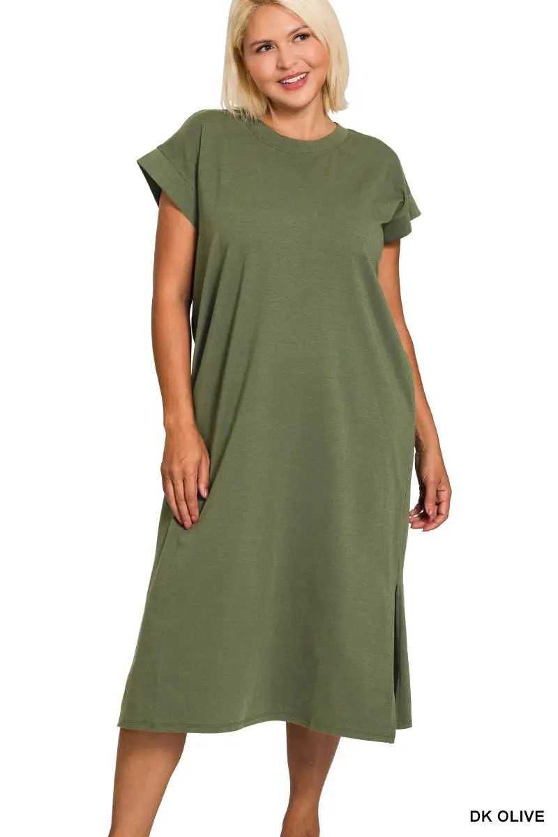 Zenana The Zenana Everyday Effortless Plus Size Midi Dress - Dresses