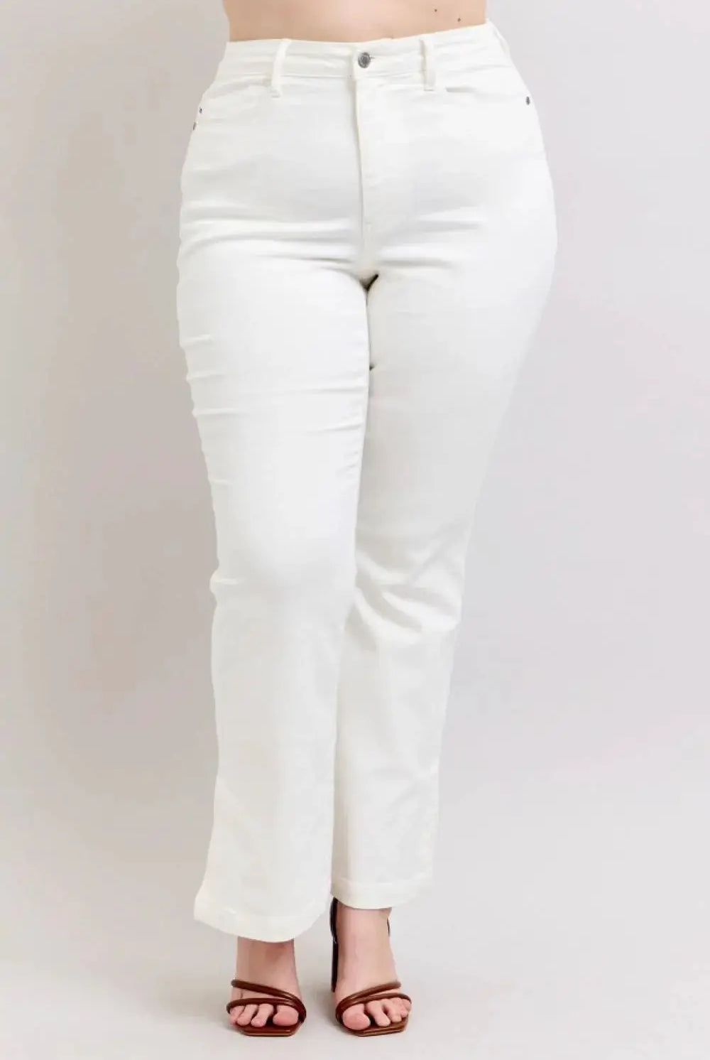 Judy Blue Judy Blue High Waist Slit Bottom Boot Cut REG & CURVY Jeans - Jeans Judy Blue White Denim