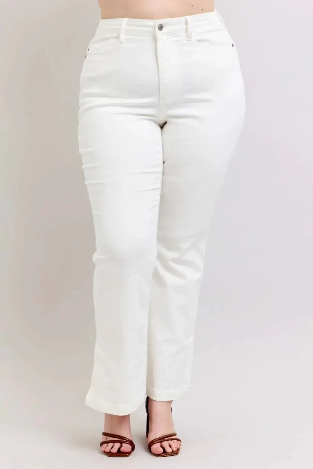 Judy Blue Judy Blue High Waist Slit Bottom Boot Cut REG & CURVY Jeans - Jeans Judy Blue White Denim
