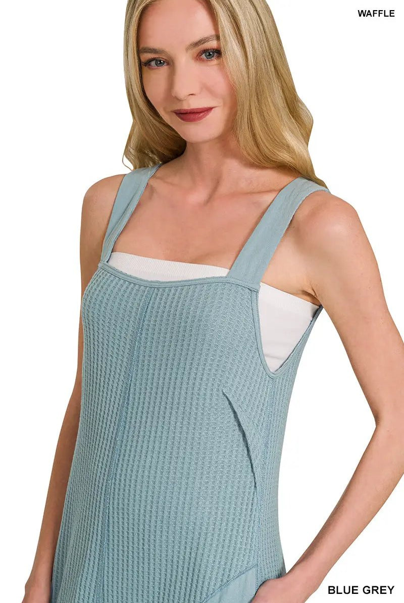 Zenana Zenana Knit Waffle Wide Leg Overalls - One-Pieces Zenana Knit Waffle Wide Leg Overalls