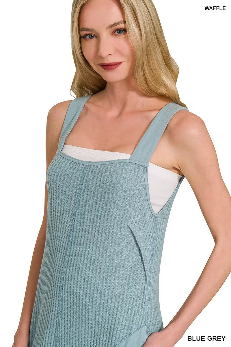 Zenana Zenana Knit Waffle Wide Leg Overalls - One-Pieces Zenana Knit Waffle Wide Leg Overalls