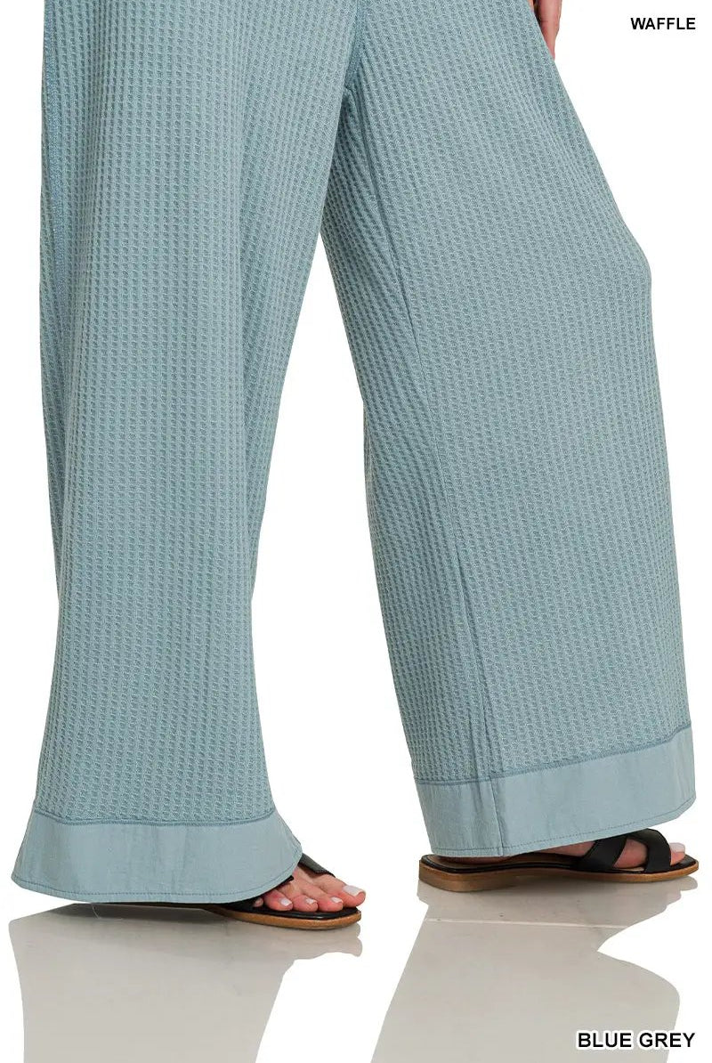 Zenana Zenana Knit Waffle Wide Leg Overalls - One-Pieces Zenana Knit Waffle Wide Leg Overalls