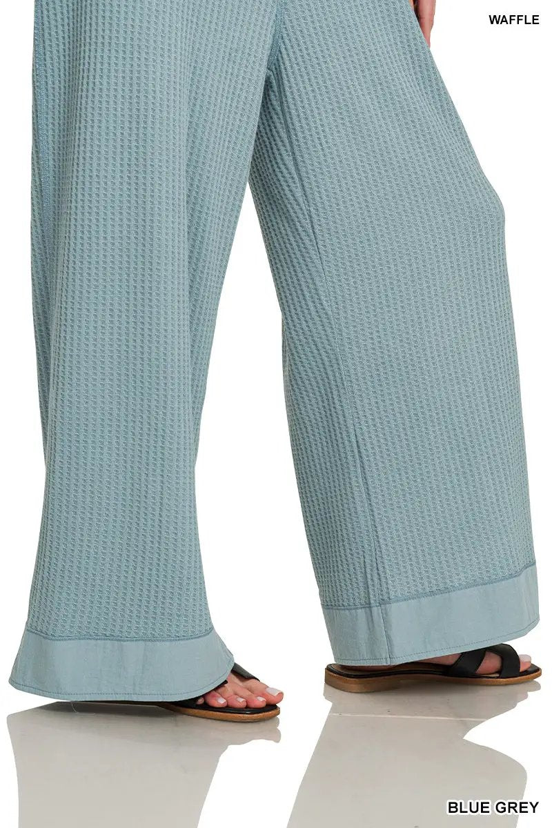 Zenana Zenana Knit Waffle Wide Leg Overalls - One-Pieces Zenana Knit Waffle Wide Leg Overalls