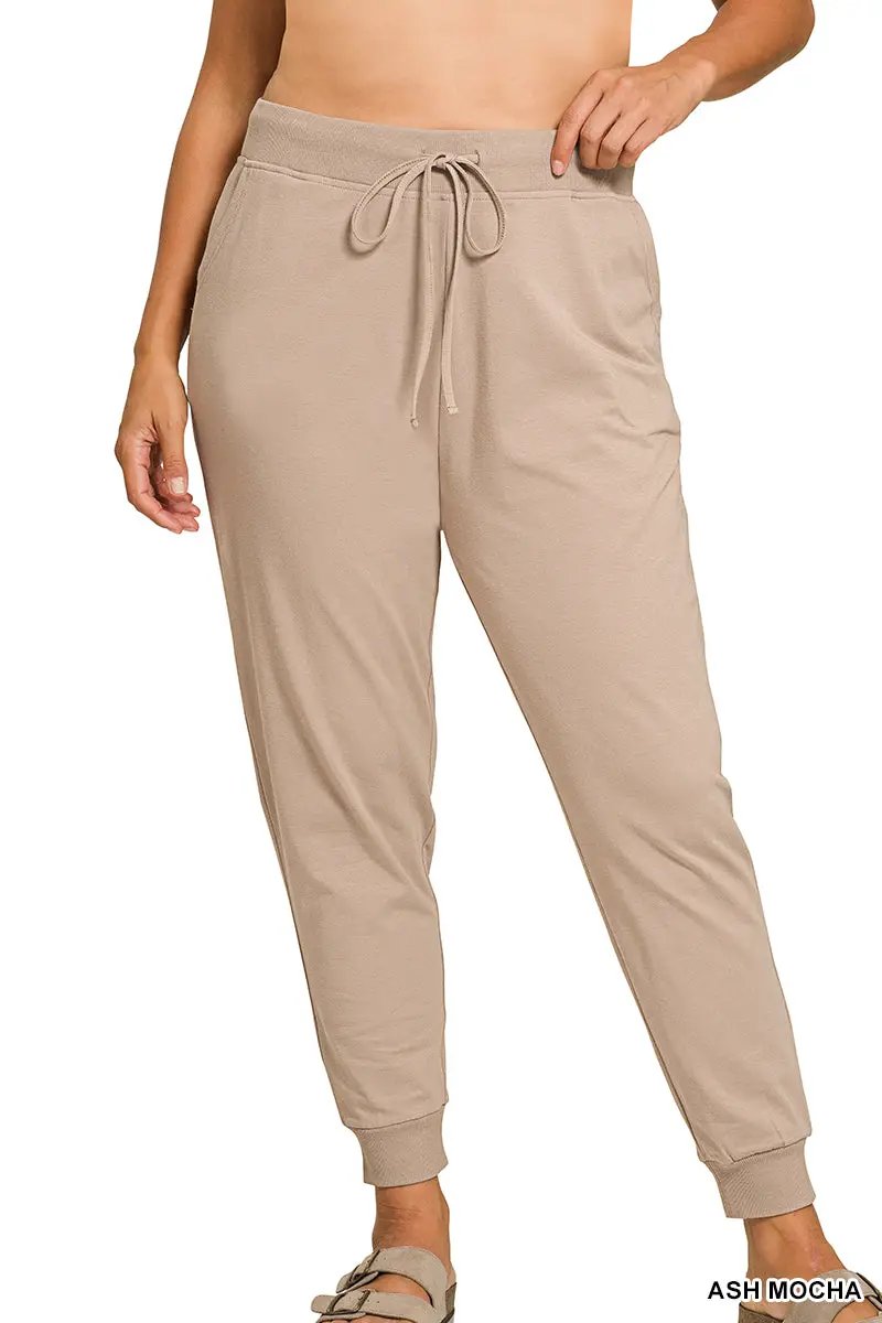 Zenana The Zenana Everyday Essential Plus Size Cotton Joggers - Joggers