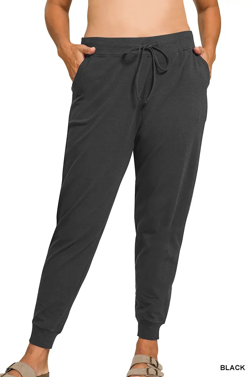 Zenana The Zenana Everyday Essential Plus Size Cotton Joggers - Joggers