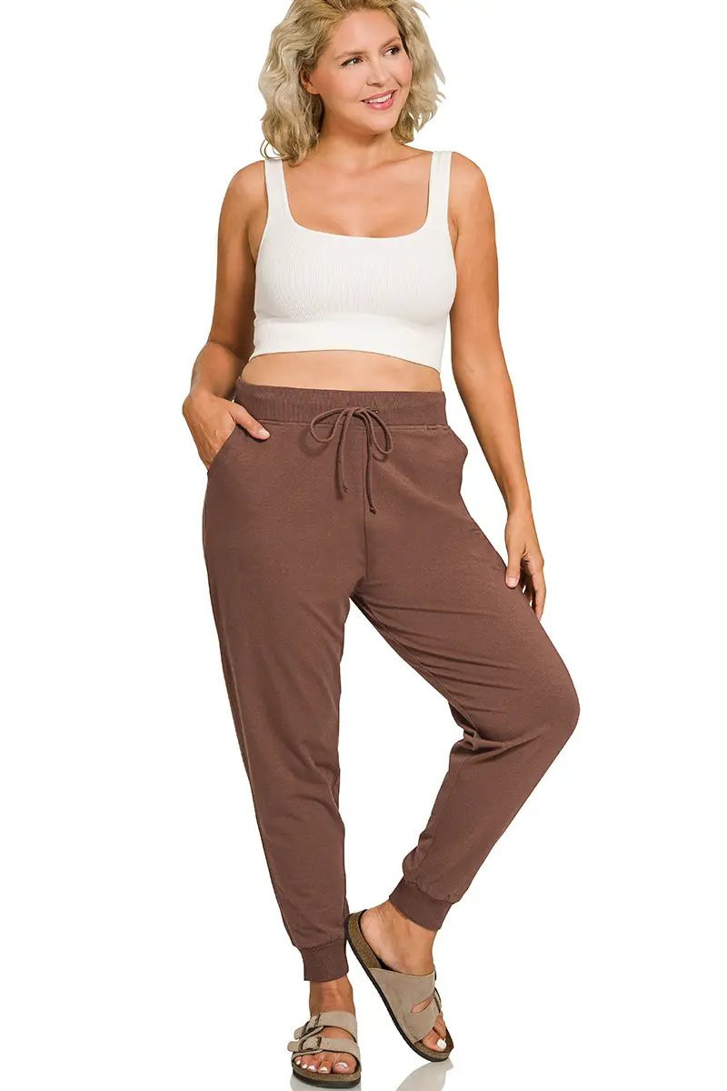 Zenana The Zenana Everyday Essential Plus Size Cotton Joggers - Joggers