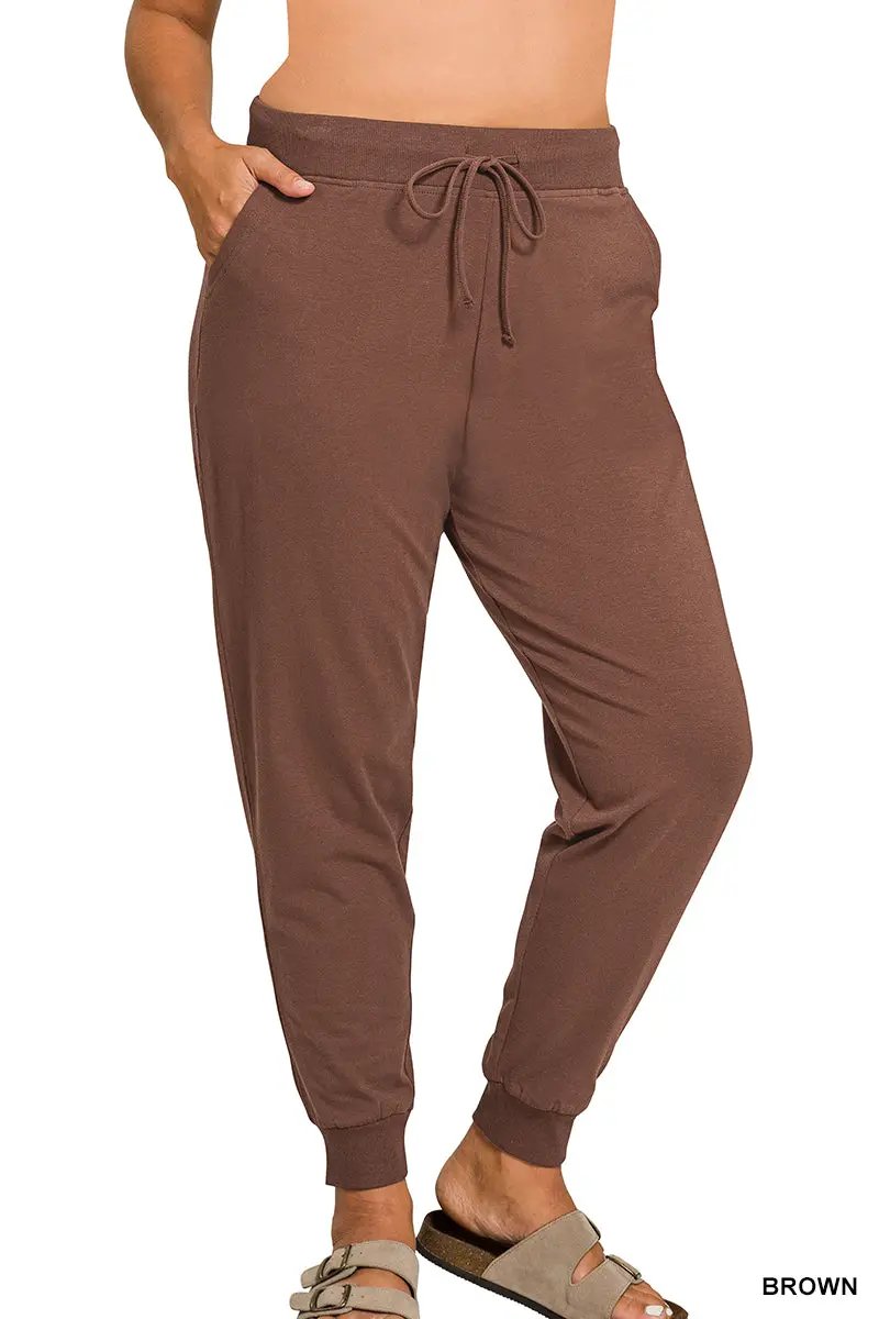 Zenana The Zenana Everyday Essential Plus Size Cotton Joggers - Joggers