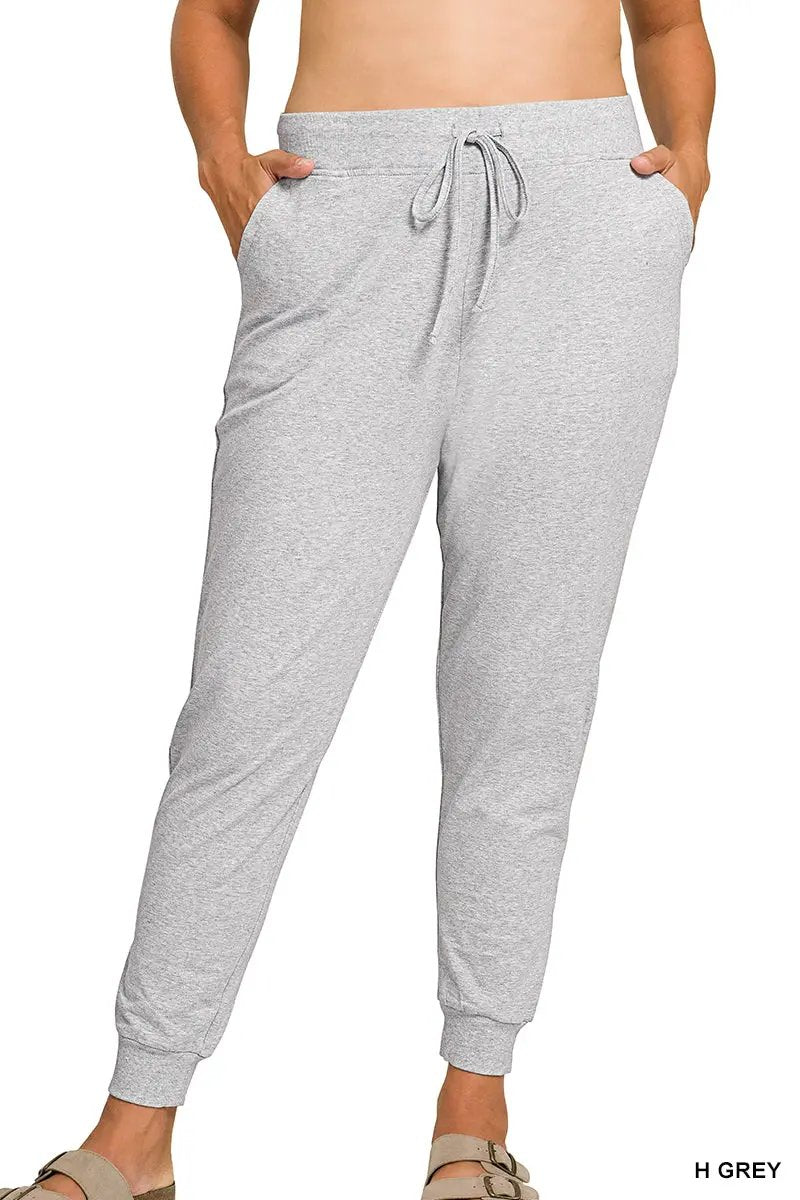 Zenana The Zenana Everyday Essential Plus Size Cotton Joggers - Joggers
