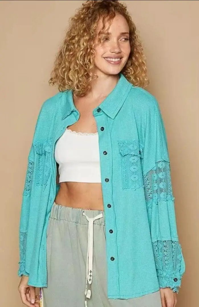 POL Crochet Slub Shirt - Shirts