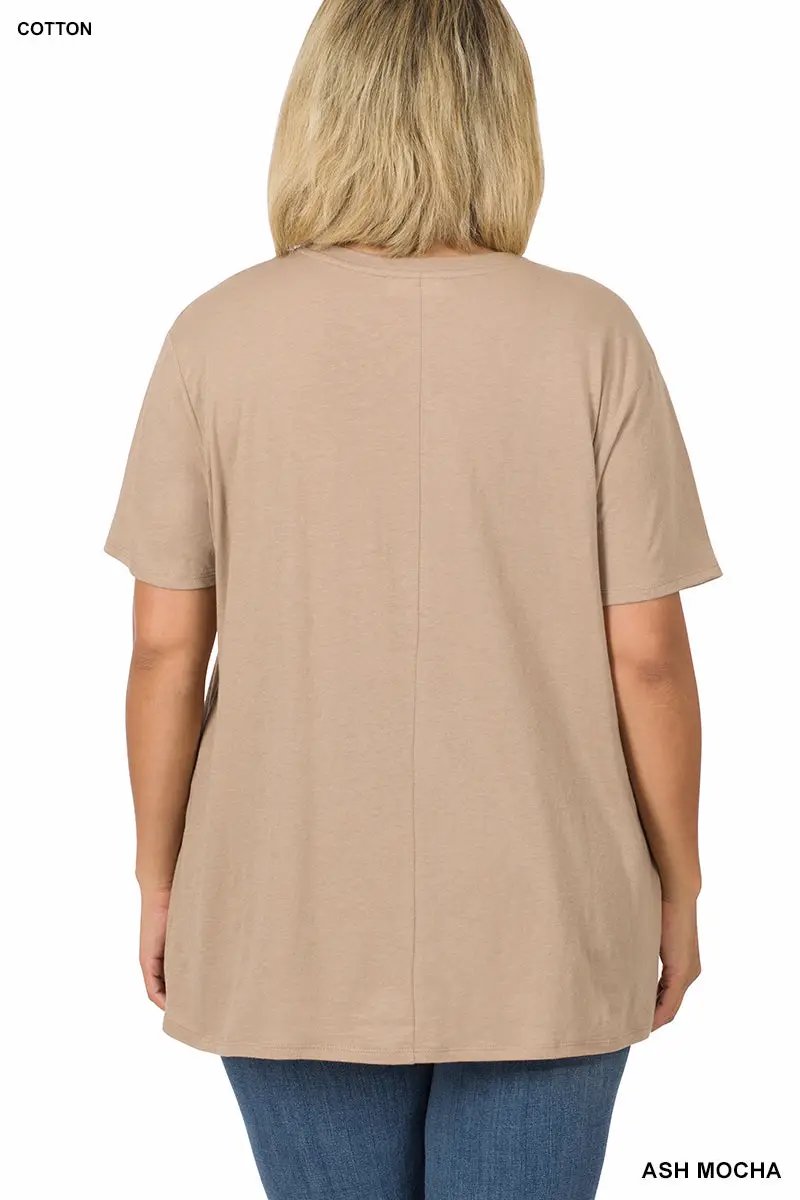Zenana Zenana Plus Cotton Boyfriend Round Neck Tee - T-Shirts Zenana Plus Cotton Boyfriend Round Neck Tee
