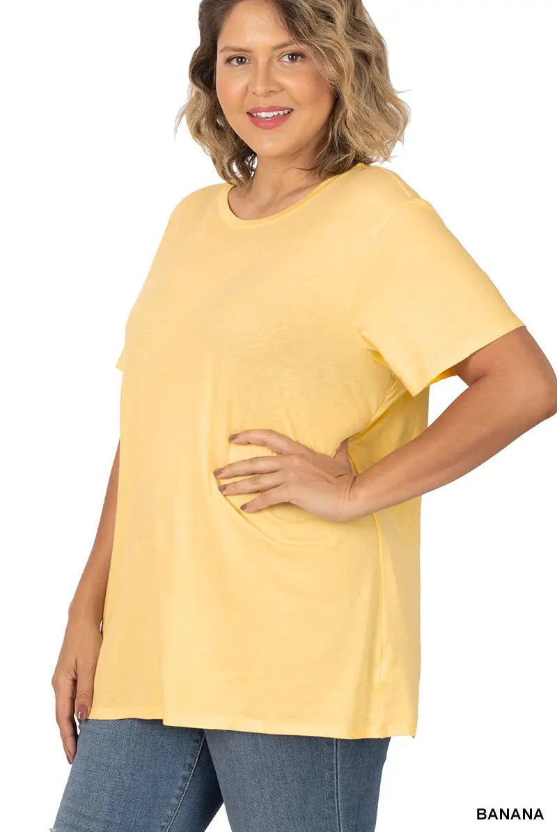 Zenana Zenana Plus Cotton Boyfriend Round Neck Tee - T-Shirts Zenana Plus Cotton Boyfriend Round Neck Tee
