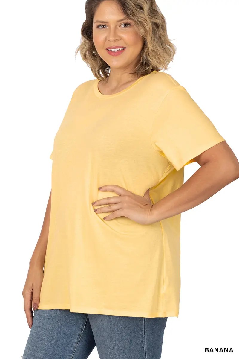 Zenana Zenana Plus Cotton Boyfriend Round Neck Tee - T-Shirts Zenana Plus Cotton Boyfriend Round Neck Tee