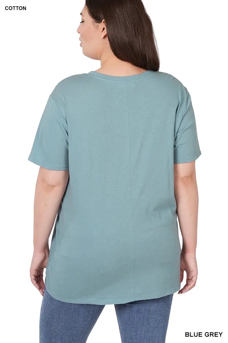 Zenana Zenana Plus Cotton Boyfriend Round Neck Tee - T-Shirts Zenana Plus Cotton Boyfriend Round Neck Tee