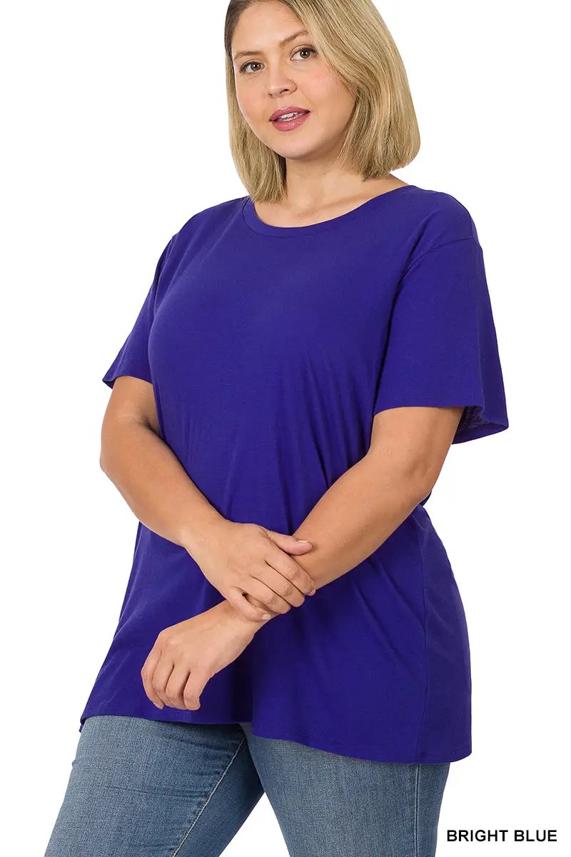 Zenana Zenana Plus Cotton Boyfriend Round Neck Tee - T-Shirts Zenana Plus Cotton Boyfriend Round Neck Tee