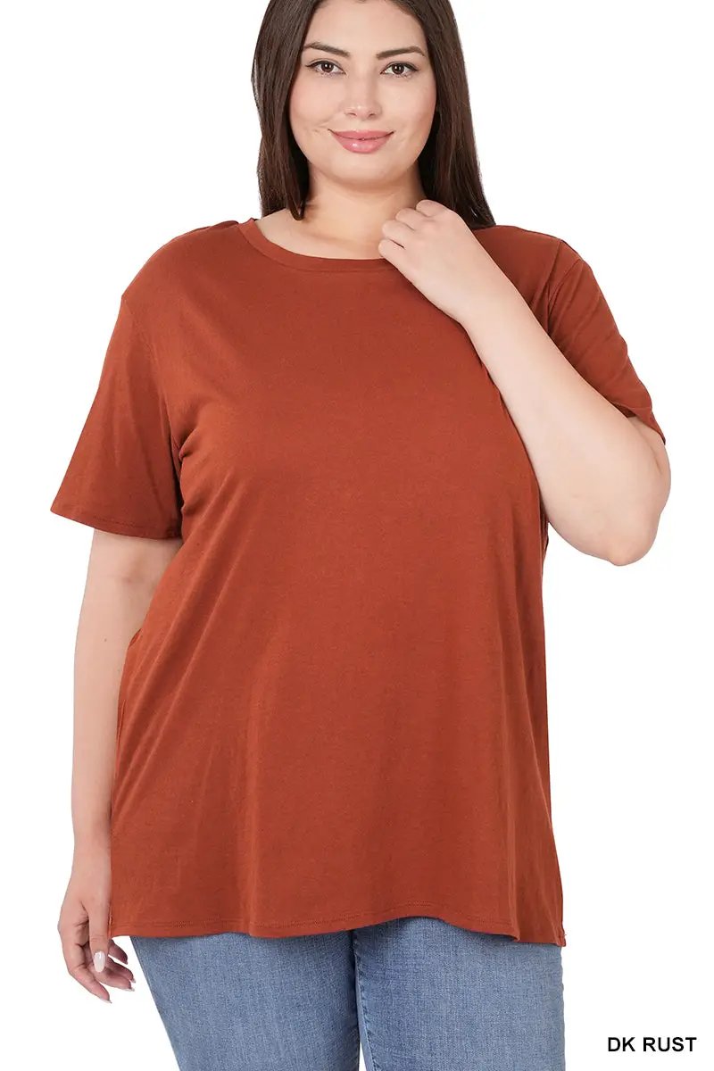 Zenana Zenana Plus Cotton Boyfriend Round Neck Tee - T-Shirts Zenana Plus Cotton Boyfriend Round Neck Tee
