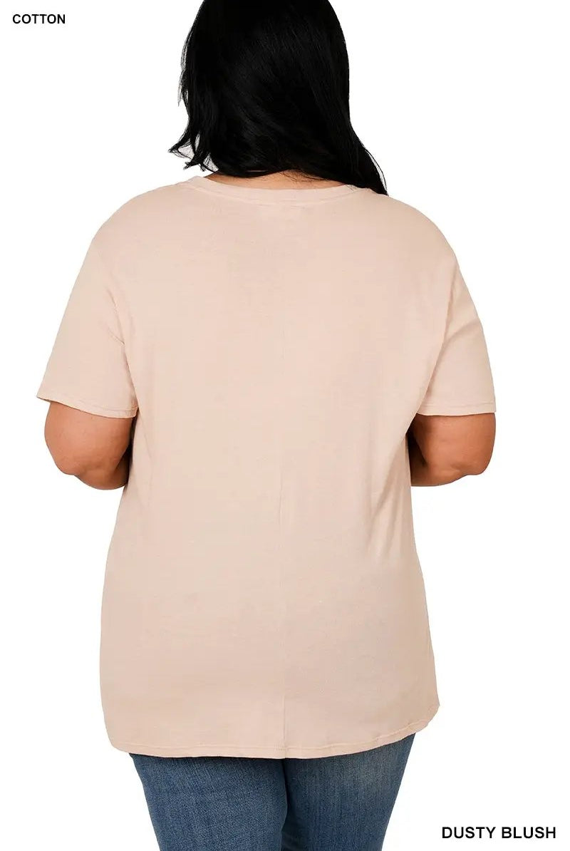 Zenana Zenana Plus Cotton Boyfriend Round Neck Tee - T-Shirts Zenana Plus Cotton Boyfriend Round Neck Tee