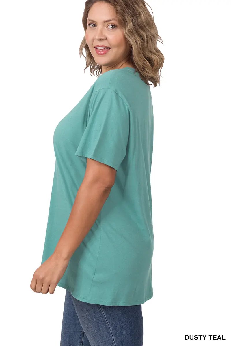 Zenana Zenana Plus Cotton Boyfriend Round Neck Tee - T-Shirts Zenana Plus Cotton Boyfriend Round Neck Tee