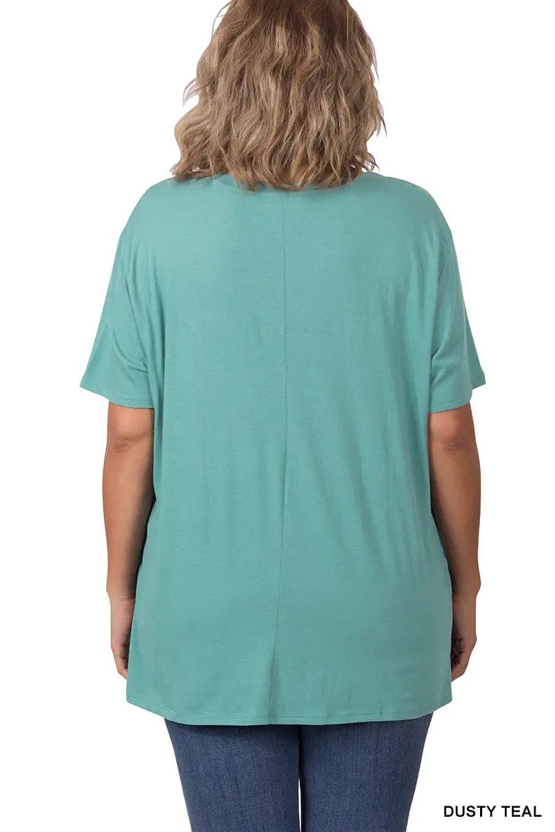 Zenana Zenana Plus Cotton Boyfriend Round Neck Tee - T-Shirts Zenana Plus Cotton Boyfriend Round Neck Tee