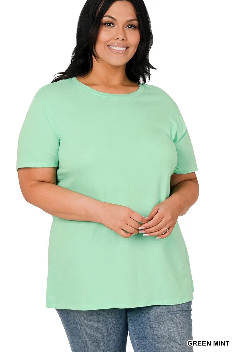 Zenana Zenana Plus Cotton Boyfriend Round Neck Tee - T-Shirts Zenana Plus Cotton Boyfriend Round Neck Tee
