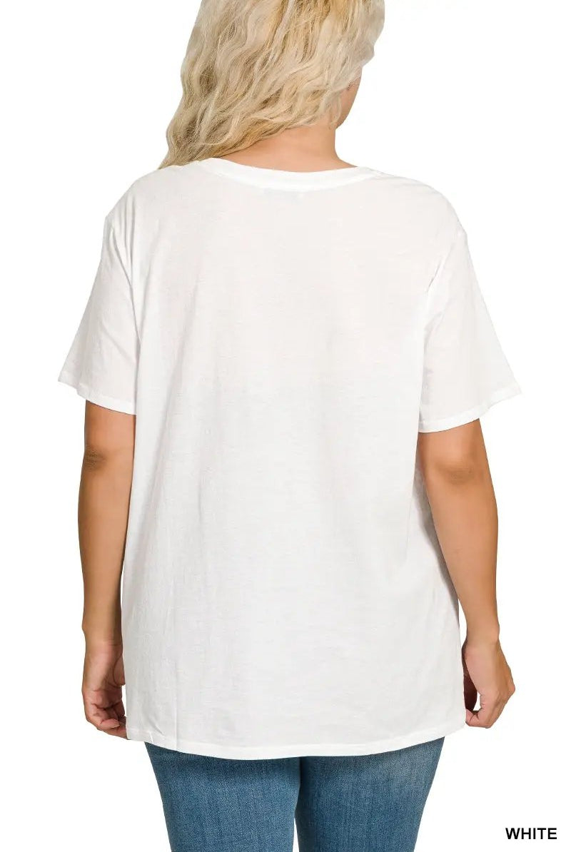 Zenana Zenana Plus Cotton Boyfriend Round Neck Tee - T-Shirts Zenana Plus Cotton Boyfriend Round Neck Tee