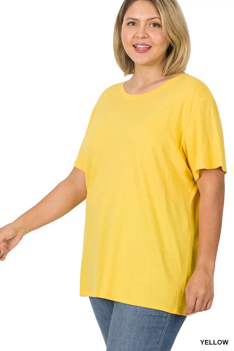 Zenana Zenana Plus Cotton Boyfriend Round Neck Tee - T-Shirts Zenana Plus Cotton Boyfriend Round Neck Tee