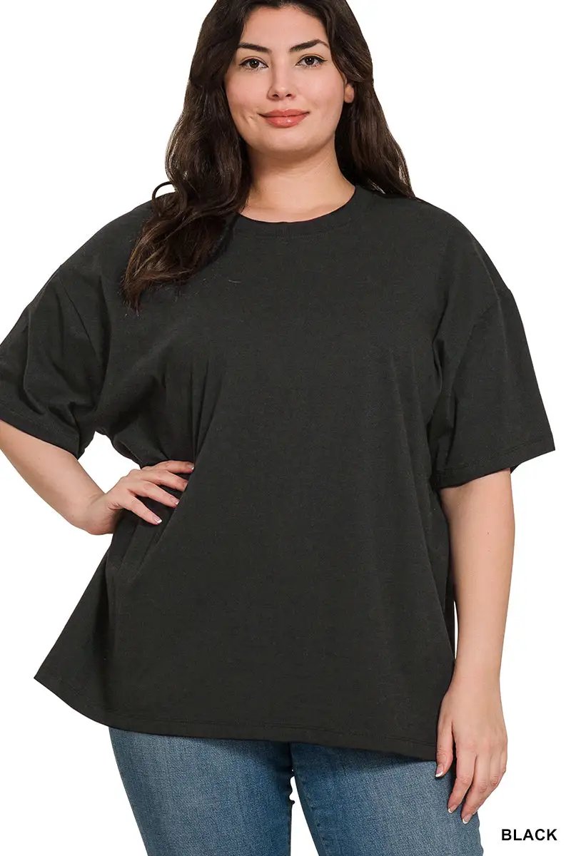Zenana Zenana Plus Cotton Loose Fit Short Sleeve Top - T-Shirts Zenana Plus Cotton Loose Fit Short Sleeve Top