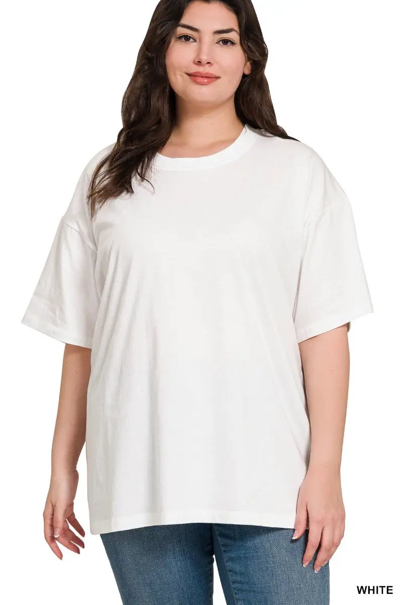 Zenana Zenana Plus Cotton Loose Fit Short Sleeve Top - T-Shirts Zenana Plus Cotton Loose Fit Short Sleeve Top
