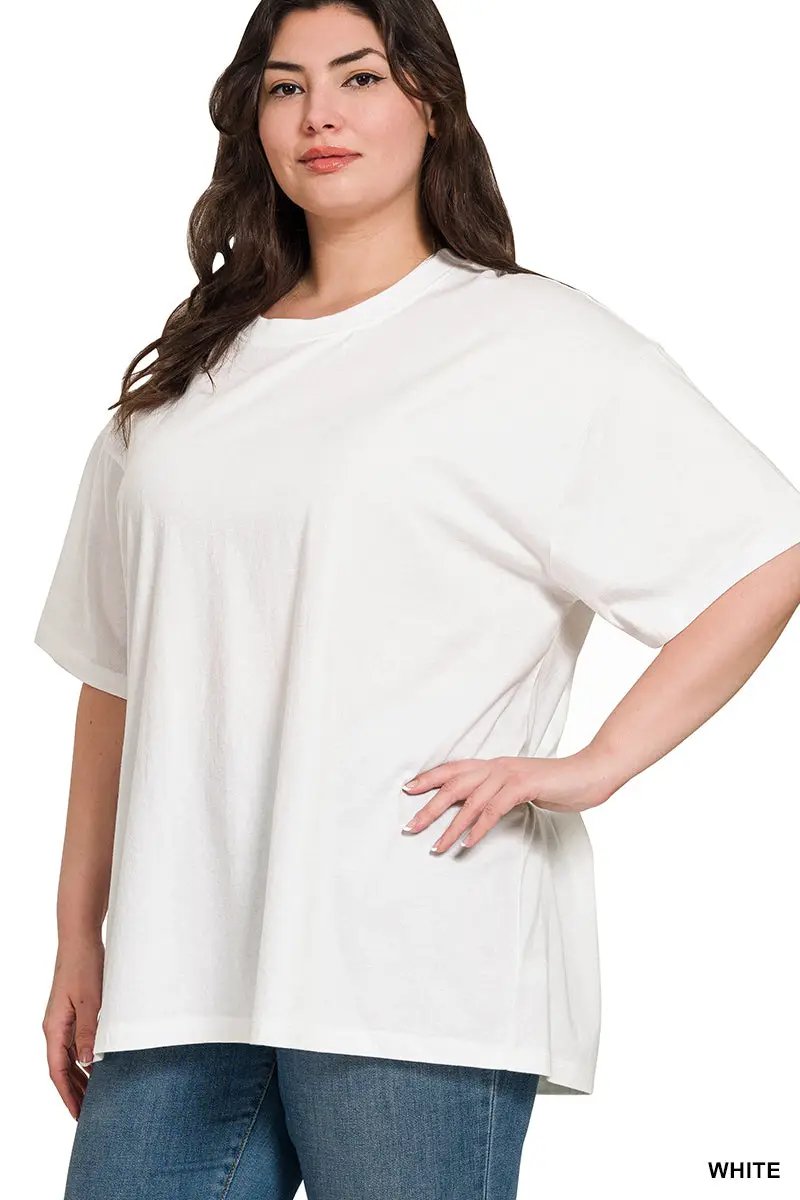 Zenana Zenana Plus Cotton Loose Fit Short Sleeve Top - T-Shirts Zenana Plus Cotton Loose Fit Short Sleeve Top