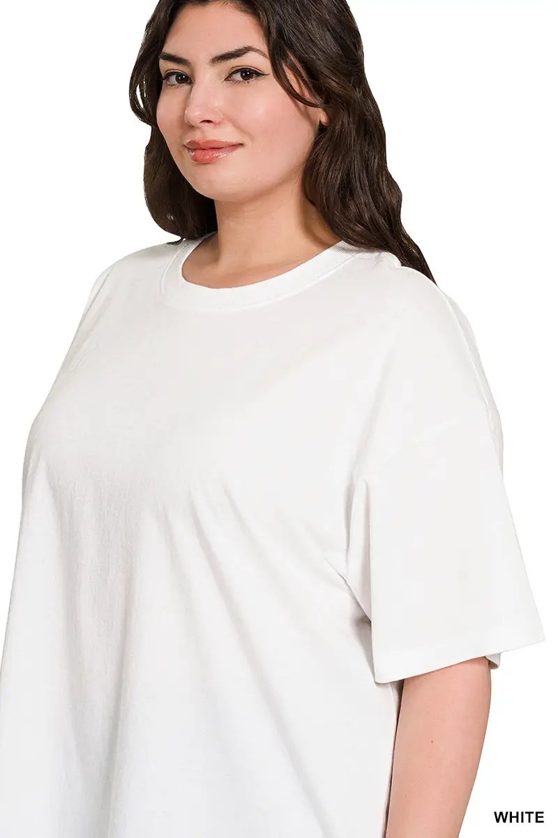 Zenana Zenana Plus Cotton Loose Fit Short Sleeve Top - T-Shirts Zenana Plus Cotton Loose Fit Short Sleeve Top