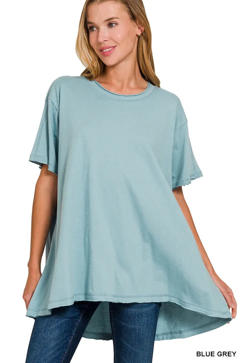 Zenana Zenana Cotton Drop Shoulder Oversized Top - T-Shirts Cotton Drop Shoulder Oversized Top
