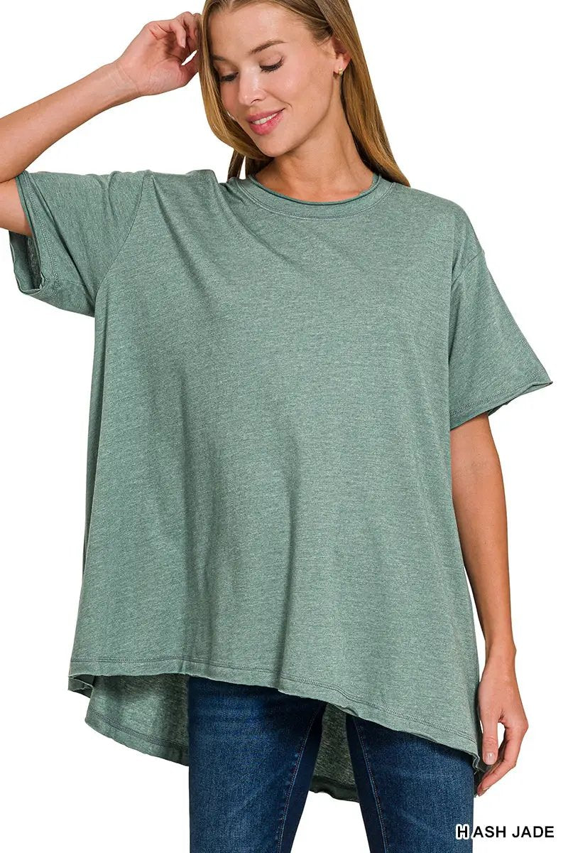 Zenana Zenana Cotton Drop Shoulder Oversized Top - T-Shirts Cotton Drop Shoulder Oversized Top