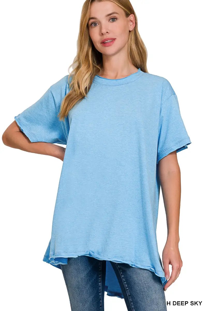 Zenana Zenana Cotton Drop Shoulder Oversized Top - T-Shirts Cotton Drop Shoulder Oversized Top