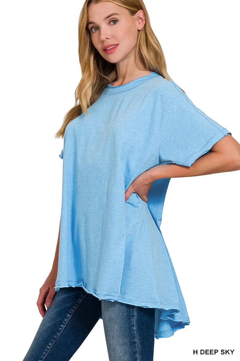 Zenana Zenana Cotton Drop Shoulder Oversized Top - T-Shirts Cotton Drop Shoulder Oversized Top