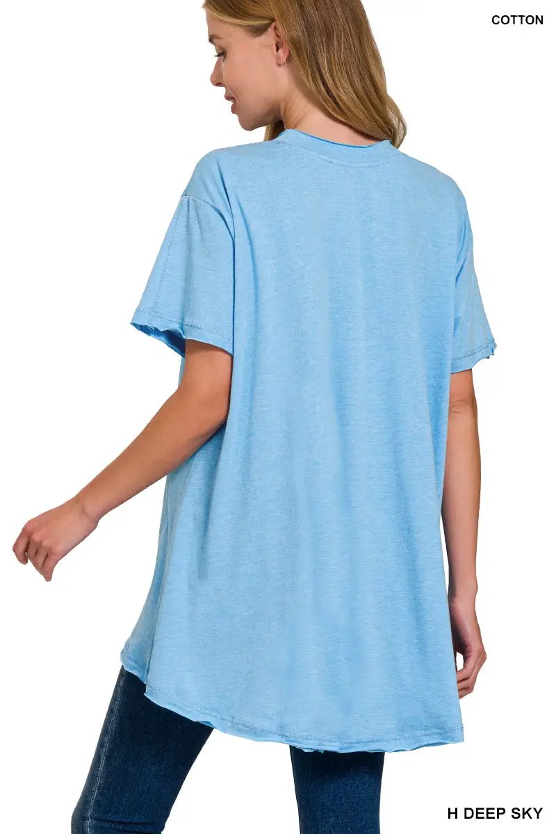 Zenana Zenana Cotton Drop Shoulder Oversized Top - T-Shirts Cotton Drop Shoulder Oversized Top