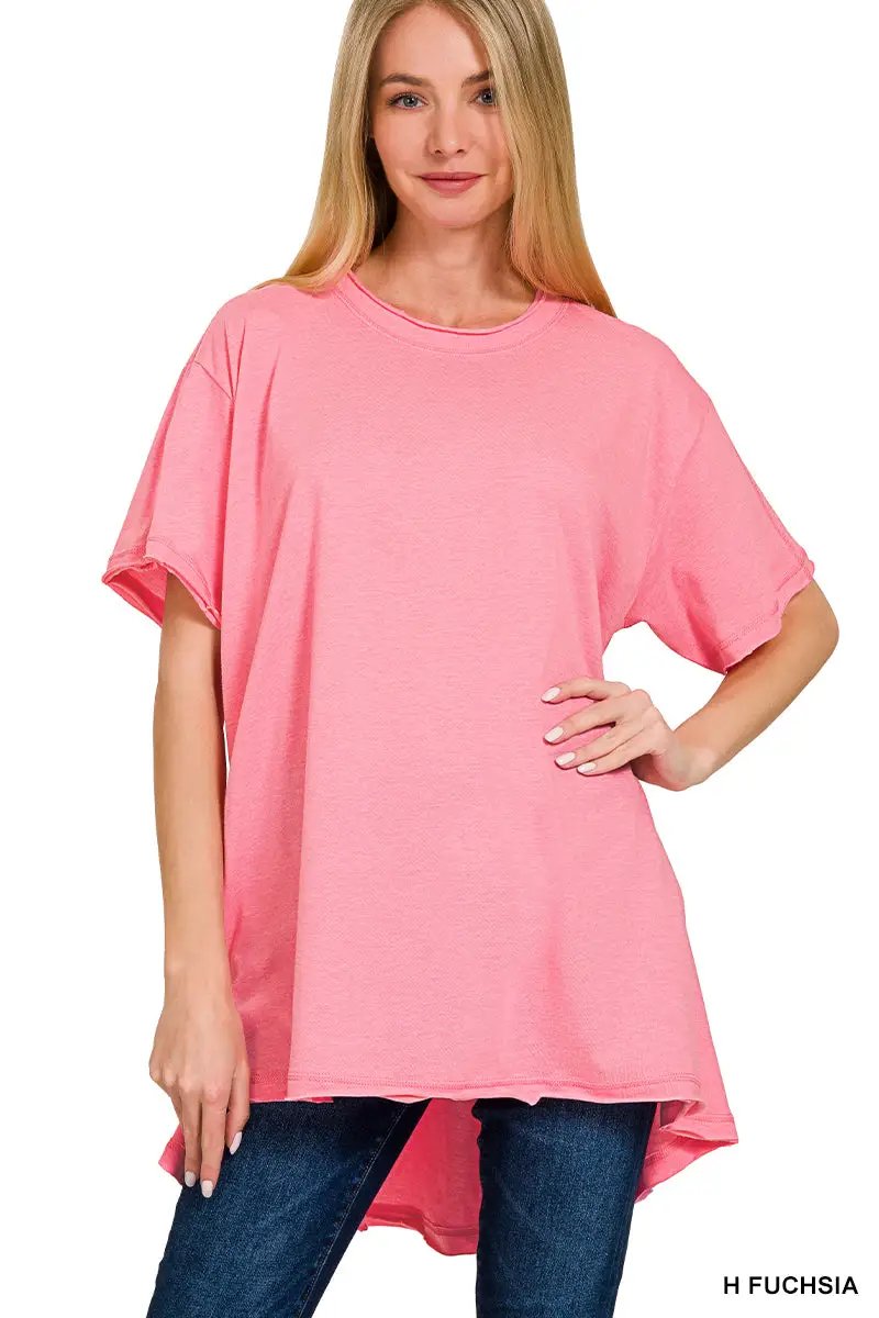 Zenana Zenana Cotton Drop Shoulder Oversized Top - T-Shirts Cotton Drop Shoulder Oversized Top
