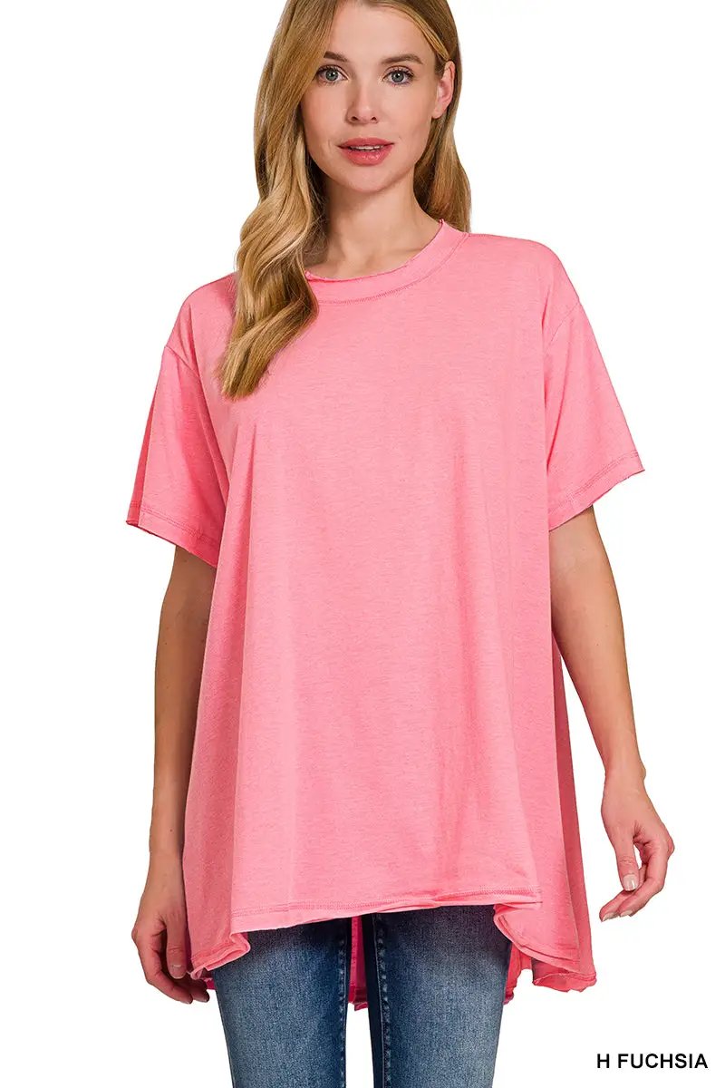 Zenana Zenana Cotton Drop Shoulder Oversized Top - T-Shirts Cotton Drop Shoulder Oversized Top
