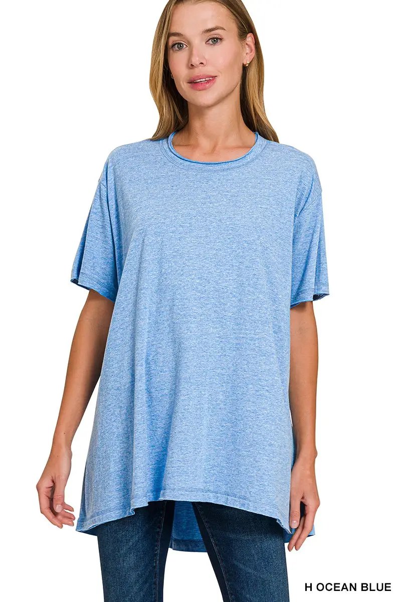 Zenana Zenana Cotton Drop Shoulder Oversized Top - T-Shirts Cotton Drop Shoulder Oversized Top