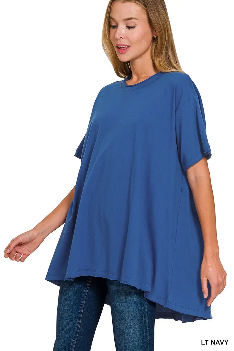 Zenana Zenana Cotton Drop Shoulder Oversized Top - T-Shirts Cotton Drop Shoulder Oversized Top