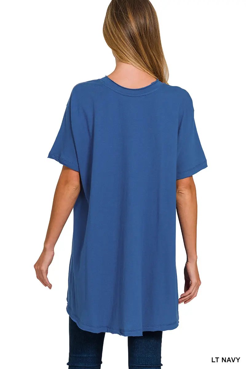 Zenana Zenana Cotton Drop Shoulder Oversized Top - T-Shirts Cotton Drop Shoulder Oversized Top