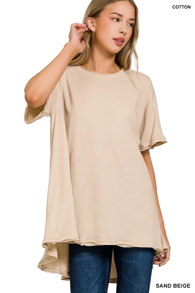 Zenana Zenana Cotton Drop Shoulder Oversized Top - T-Shirts Cotton Drop Shoulder Oversized Top