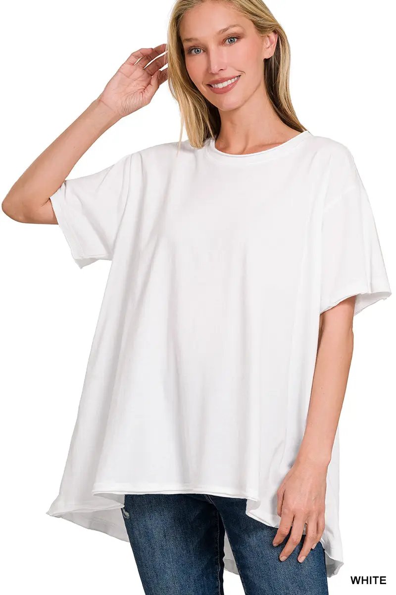 Zenana Zenana Cotton Drop Shoulder Oversized Top - T-Shirts Cotton Drop Shoulder Oversized Top