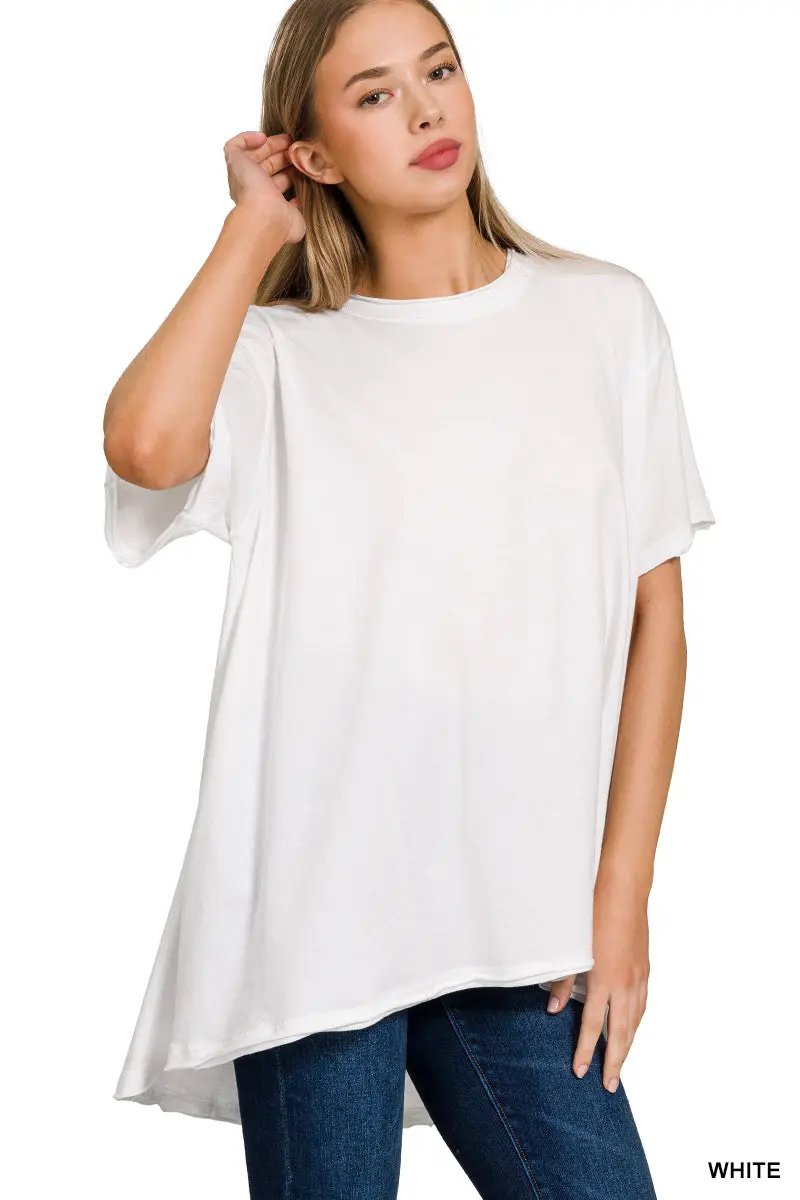 Zenana Zenana Cotton Drop Shoulder Oversized Top - T-Shirts Cotton Drop Shoulder Oversized Top