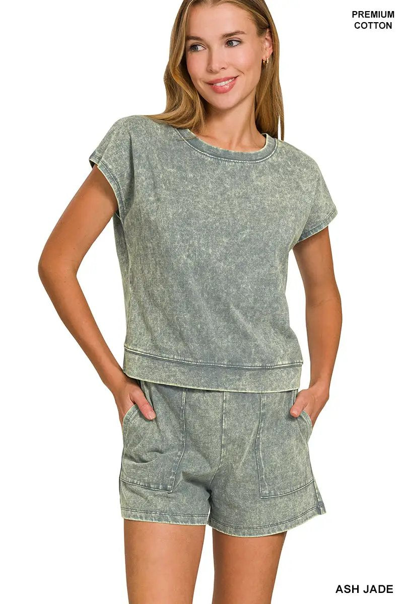 Zenana Zenana Premium Cotton Washed Sleeveless Top & Shorts Set - Outfit Sets Zenana Premium Cotton Washed Sleeveless Top & Shorts Set