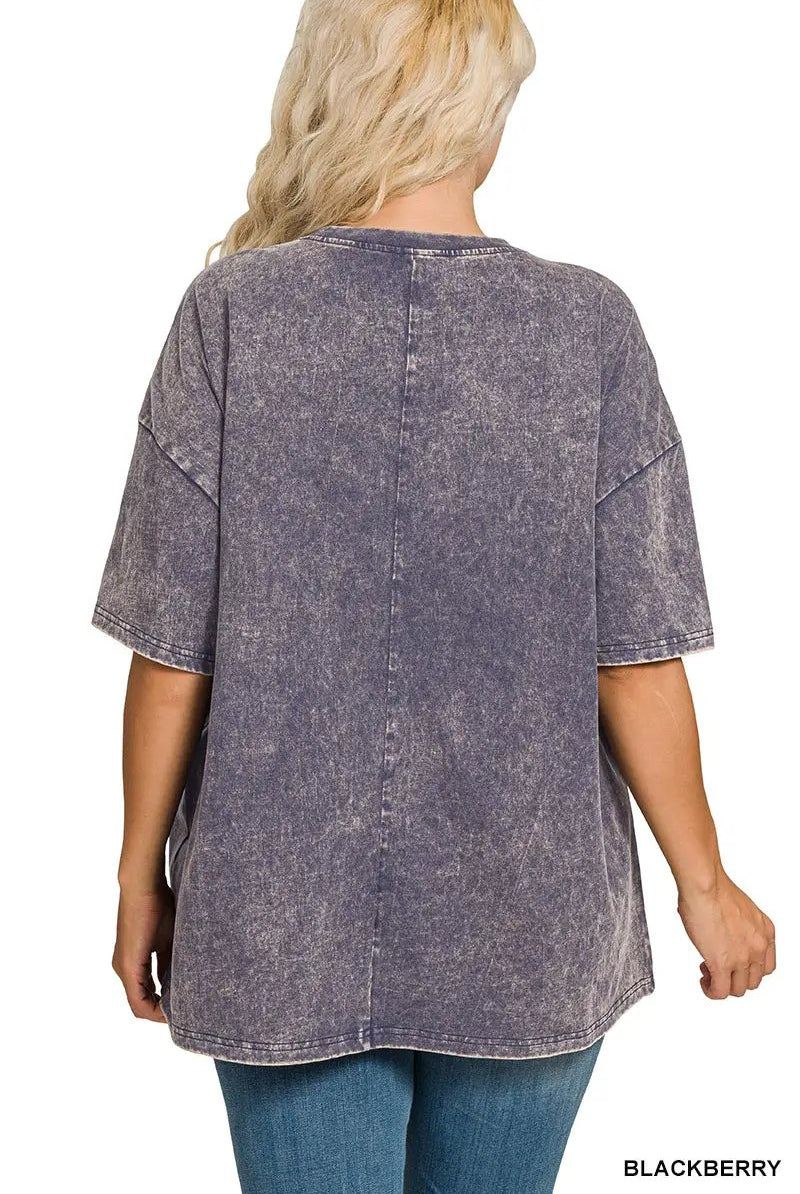 Zenana Zenana Plus Washed Premium Cotton Oversized Tee - T-Shirts Zenana Plus Washed Premium Cotton Oversized Tee