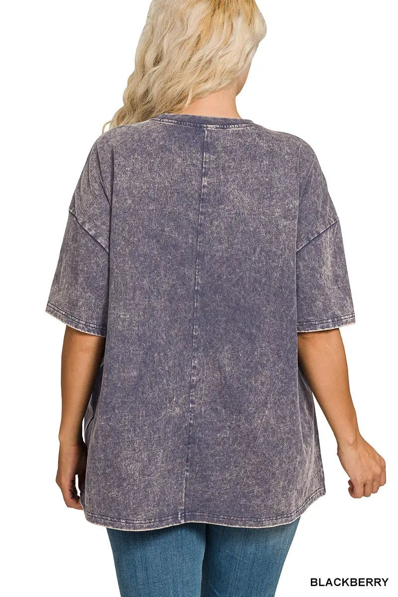 Zenana Zenana Plus Washed Premium Cotton Oversized Tee - T-Shirts Zenana Plus Washed Premium Cotton Oversized Tee