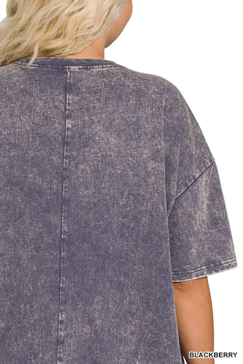 Zenana Zenana Plus Washed Premium Cotton Oversized Tee - T-Shirts Zenana Plus Washed Premium Cotton Oversized Tee