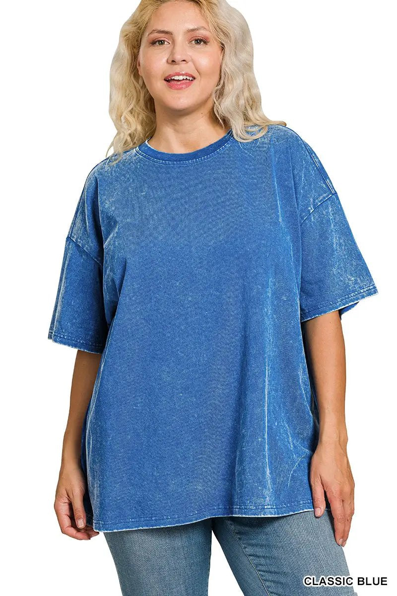 Zenana Zenana Plus Washed Premium Cotton Oversized Tee - T-Shirts Zenana Plus Washed Premium Cotton Oversized Tee