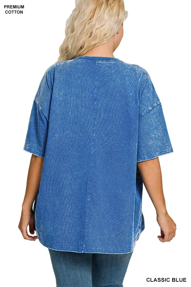Zenana Zenana Plus Washed Premium Cotton Oversized Tee - T-Shirts Zenana Plus Washed Premium Cotton Oversized Tee